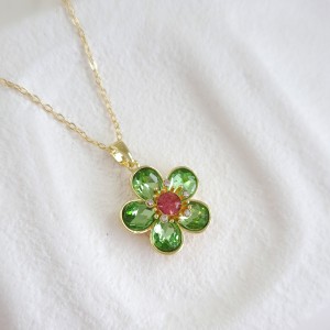 گردنبند گل سبز سواروسکی*