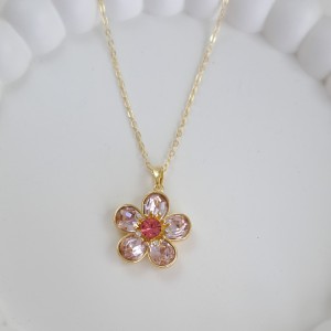 گردنبند گل صورتی سواروسکی*