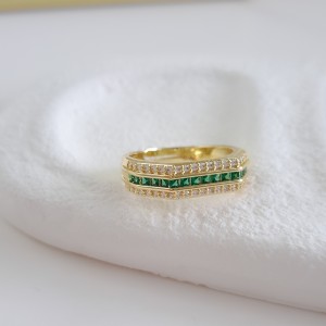 انگشتر شش ضلعی نگین سبز