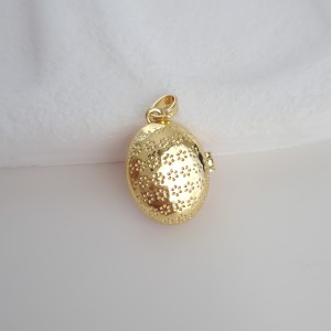 پشت گردنبند لاکت بیضی صدف بنفش میناکاری صورتی