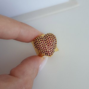 انگشتر قلب نگین قرمز (دست ساز)*