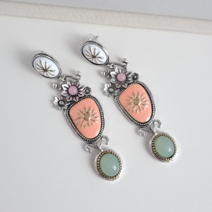 گوشواره سنگی گلبهی زارا