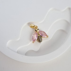 آویز بدون زنجیر زنبور سنگ صورتی