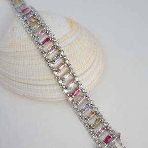 دستبند طرح طلای نقره‌ای باگت رنگی*