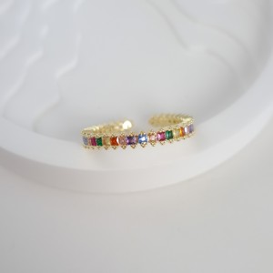 انگشتر رینگ نازک نگین مربعی رنگی*