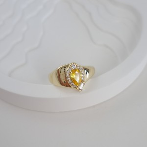 انگشتر انگشت کوچک نگین زرد اشکی*