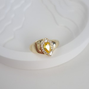 انگشتر انگشت کوچک نگین زرد اشکی*