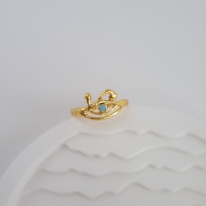 انگشتر وینتیج اروپایی چشم نگین آبی*