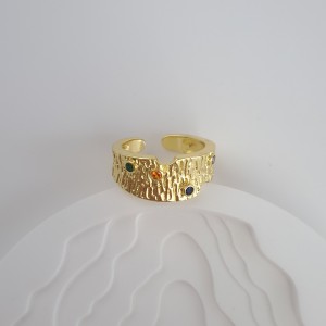 انگشتر وینتیج اروپایی رینگ طرح دار نگین رنگی*