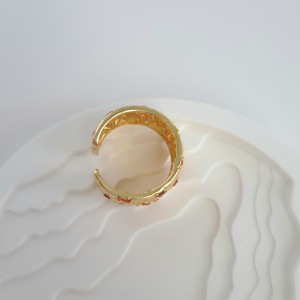 انگشتر پهن نگین نارنجی