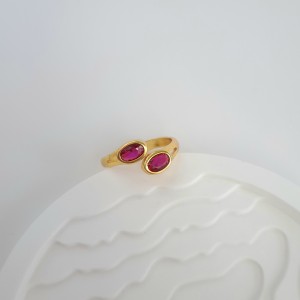 انگشتر وینتیج اروپایی دو نگین صورتی*