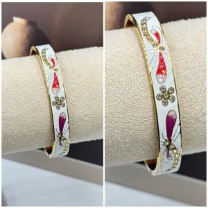 دستبند استیل میناکاری سفید سنجاقک*