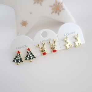 پک گوشواره کریسمسی ۶ عددی آبنبات، درخت و دانه برف