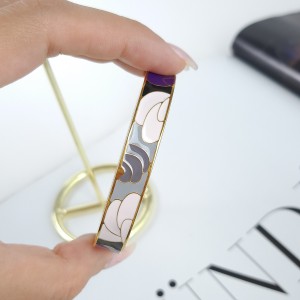 دستبند استیل میناکاری طوسی و صورتی*