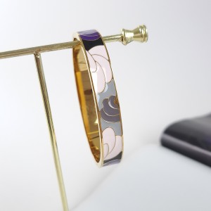 دستبند استیل میناکاری طوسی و صورتی*