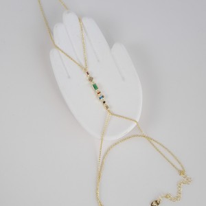 دستبند تمیمه نگین های مستطیل رنگی*