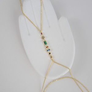 دستبند تمیمه نگین های مستطیل رنگی*