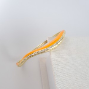 دستبند موج طرح طلا میناکاری نارنجی *