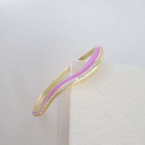 دستبند موج طرح طلا میناکاری صورتی*