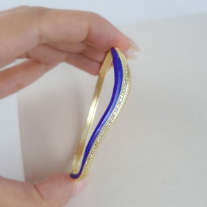 دستبند موج طرح طلا میناکاری آبی*
