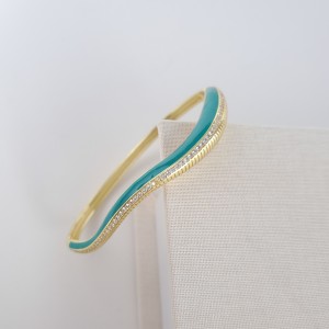 دستبند موج طرح طلا میناکاری آبی تیفانی*