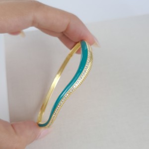 دستبند موج طرح طلا میناکاری آبی تیفانی*