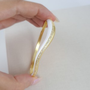 دستبند موج طرح طلا میناکاری سفید*