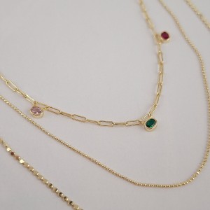 گردنبند سه ردیفه نگین رنگی*