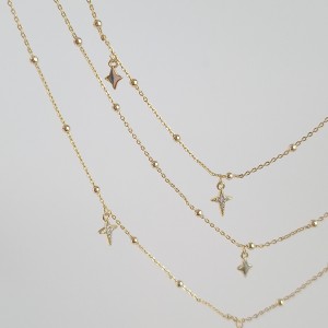 گردنبند سه ردیفه آویز ستاره نامنظم*