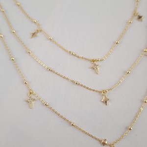 گردنبند سه ردیفه طلایی