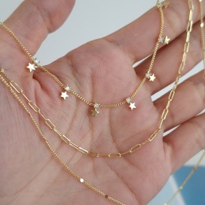 گردنبند سه ردیفه آویز ستاره و نگین*