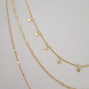 گردنبند سه ردیفه آویز ستاره