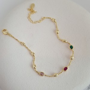 دستبند ظریف نگین رنگی