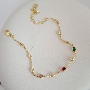 دستبند ظریف نگین رنگی