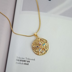 گردنبند دایره گل نگین مولتی کالر زنجیر استیل*