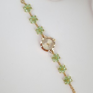 ساعت گل شش پر سواروسکی سبز*