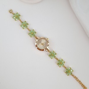 ساعت گل شش پر سواروسکی سبز*