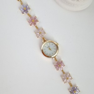 ساعت گل شش پر سواروسکی صورتی _ بنفش*