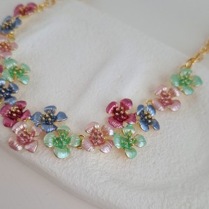 گردنبند مینا کاری گل‌های رنگی*