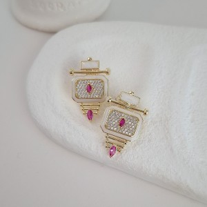 گوشواره سفید صدفی کپی برند جواهرات LATELIER*