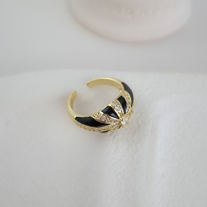 انگشتر دامله مینا کاری مشکی نگین زیرکنیوم*