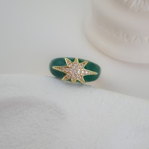 انگشتر دامله مینا کاری سبز ستاره نگین دار*