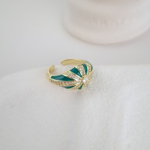 انگشتر دامله مینا کاری سبز نگین زیرکنیوم*