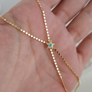 دستبند تمیمه ستاره نگین آبی *