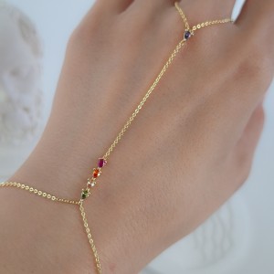 دستبند تمیمه نگین اشک مولتی کالر*