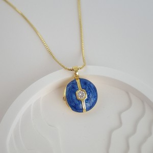 گردنبند لاکت دایره میناکاری آبی*