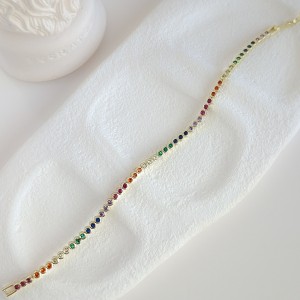 دستبند نگین زیرکنیوم مولتی کالر دایره*