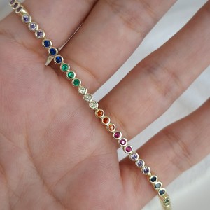 دستبند نگین زیرکنیوم مولتی کالر