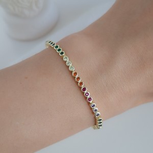 دستبند نگین زیرکنیوم رنگی