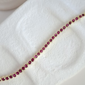 دستبند نگین زیرکنیوم قرمز دایره*